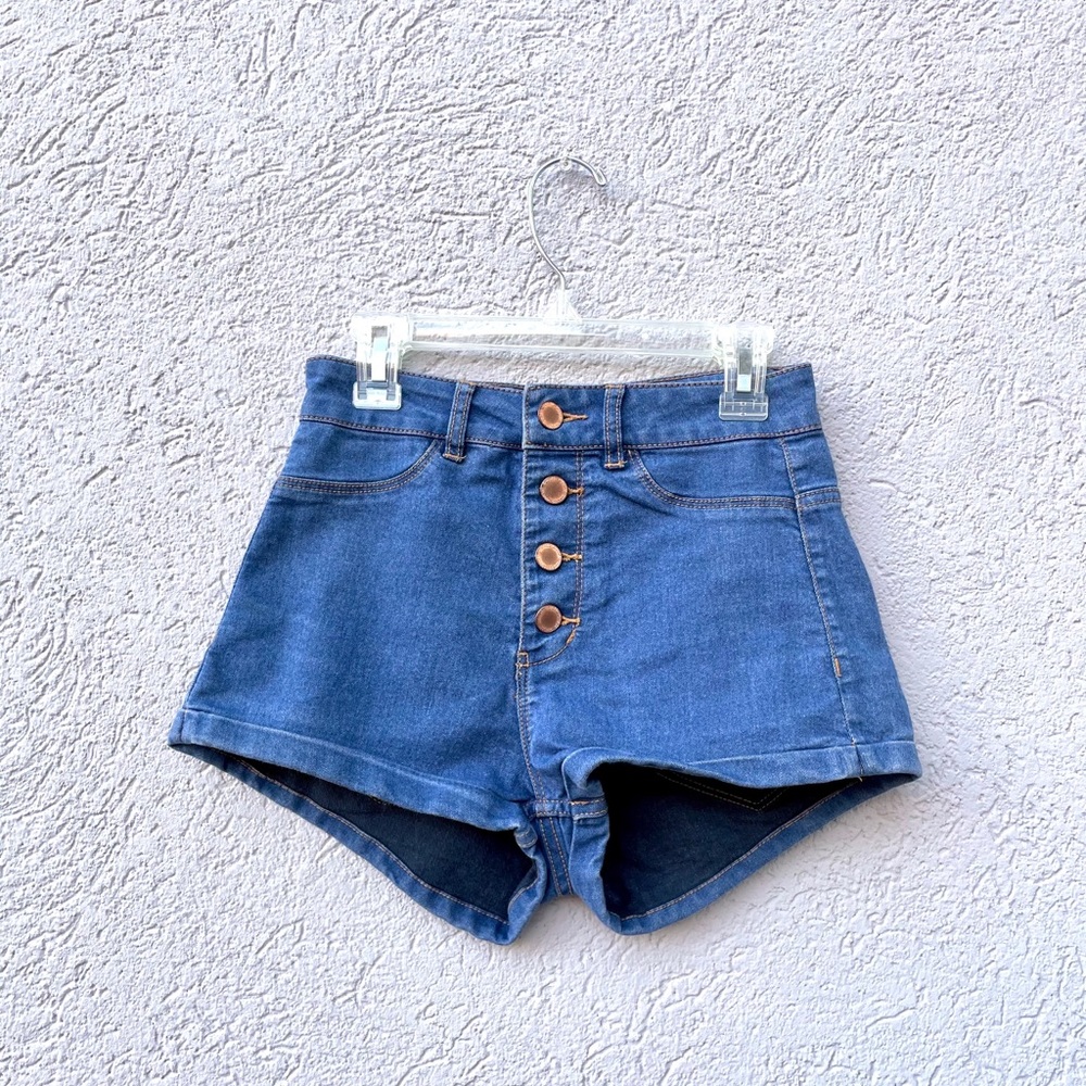 High Waisted Button Up Denim Shorts
